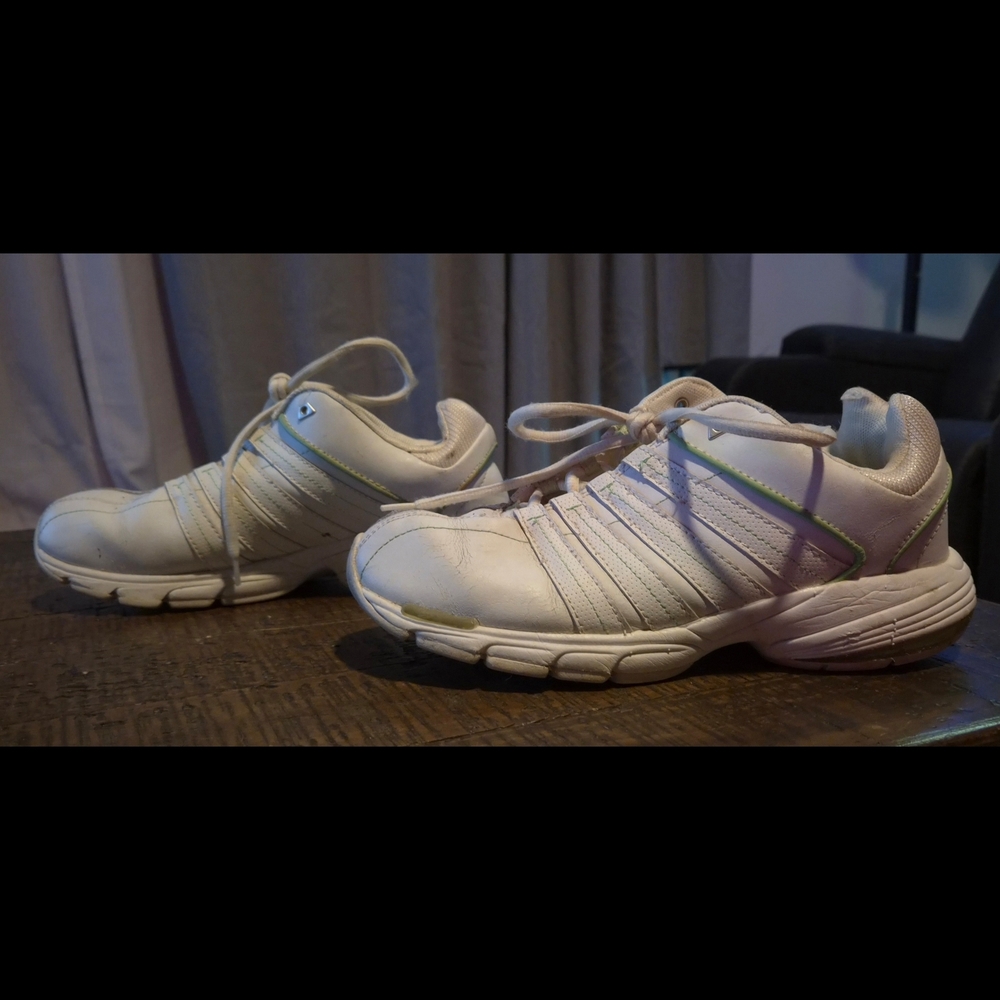 White and Green Athletic Sneakers